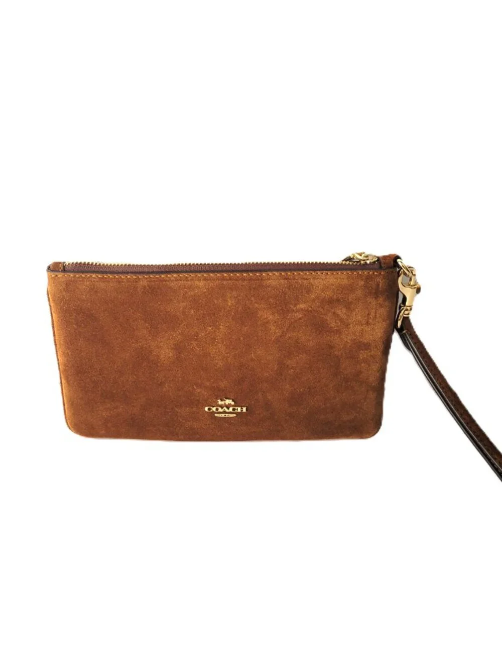 Coach CEN15 Ashton Wristlet Suede Clutch Wallet Warm Brown